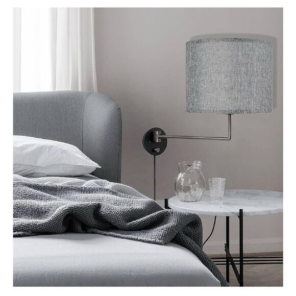 GO & So Gray Drum Lamp Shades Set of 2 Medium 13" Top x 13" Bottom x 10" High - Picture 6 of 9